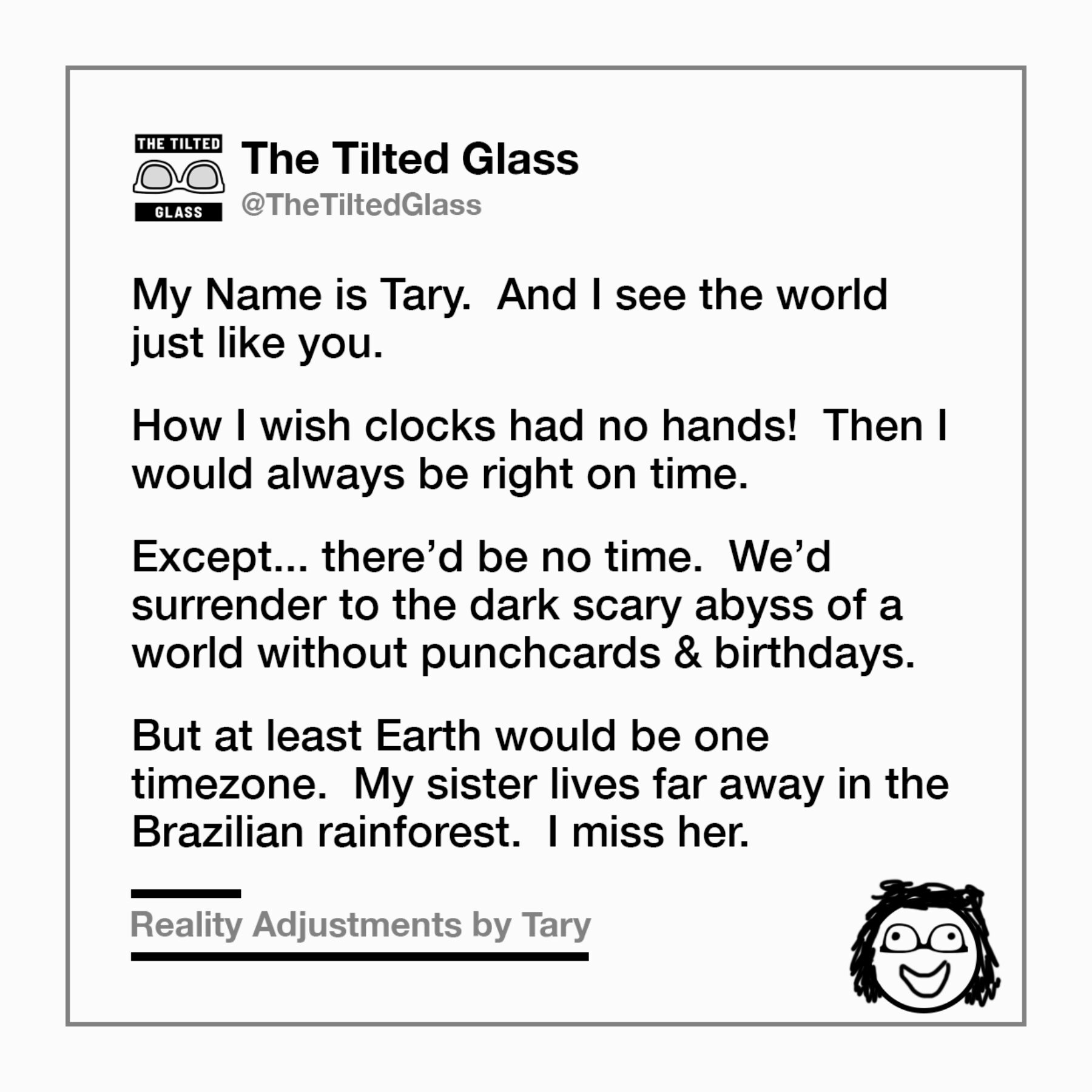 Tary considers a clock without hands